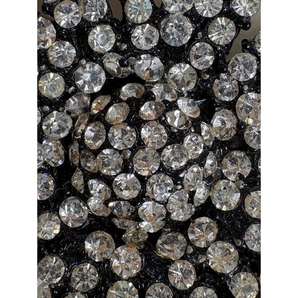 Vintage Rhinestone Black Starburst Brooch Glam Hollywood Old Money Halloween - Picture 4 of 15